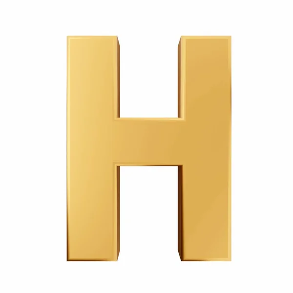 在白色背景上孤立的金H字母H D插图 — 图库照片
