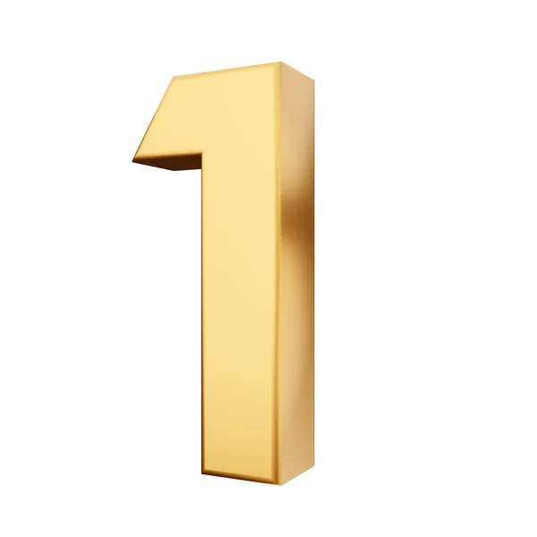 Número Alfabeto Dourado Isolado Sobre Fundo Branco Renderização — Fotografia de Stock