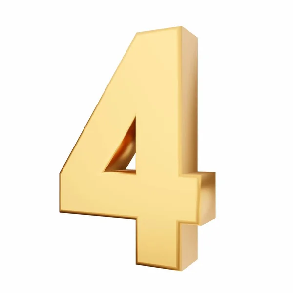 Gold Number Gold White Background Rendering Number Golden Number Three — Stock Photo, Image