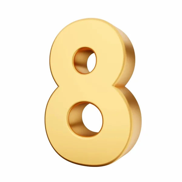 Number Gold Number Rendering Isolated White Background — Stock Photo, Image