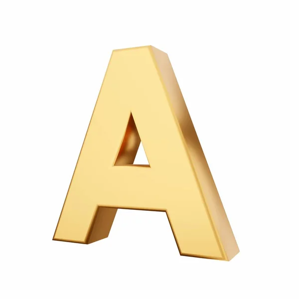 Gouden Letter Een Symbool Witte Achtergrond — Stockfoto