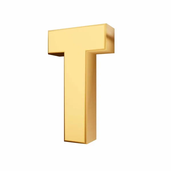 Goldene Buchstaben Symbol Render Buchstabe Auf Weiß Abbildung Mit Reflexion — Stockfoto
