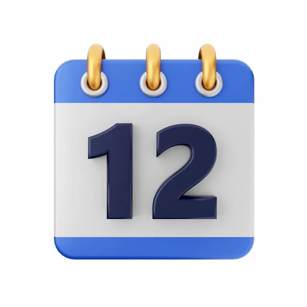 Calendario Blu Isolato Sfondo Bianco Rendering — Foto Stock
