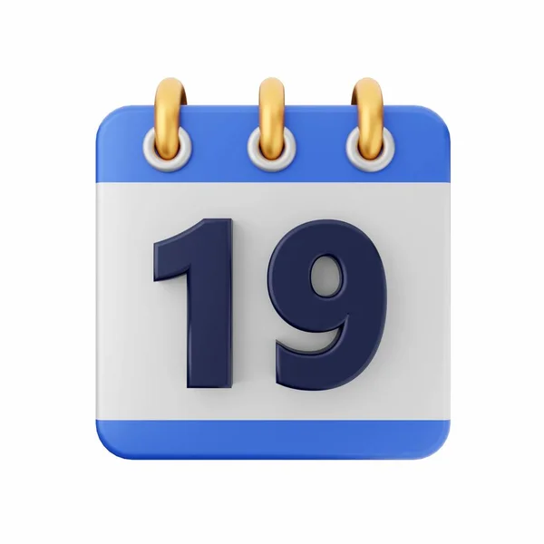Ikona Modrého Kalendáře19 Vykreslování — Stock fotografie