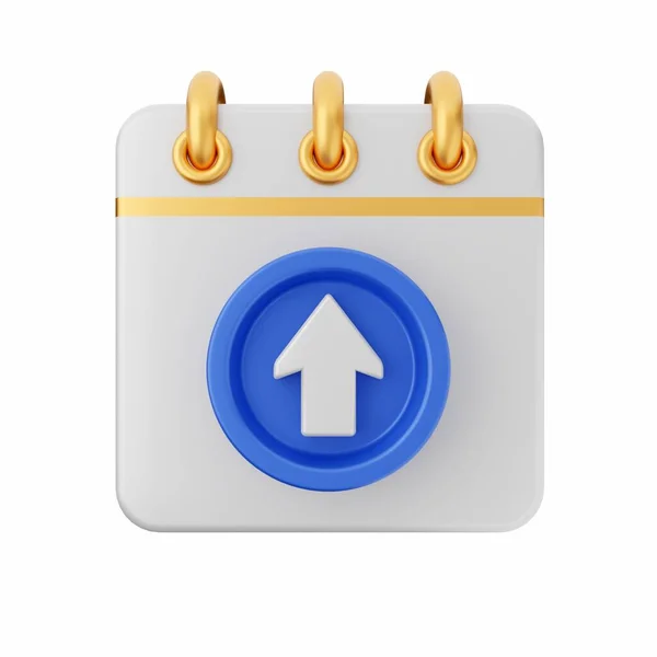Representación Botón Azul Con Icono Flecha Aislado Sobre Fondo Blanco —  Fotos de Stock