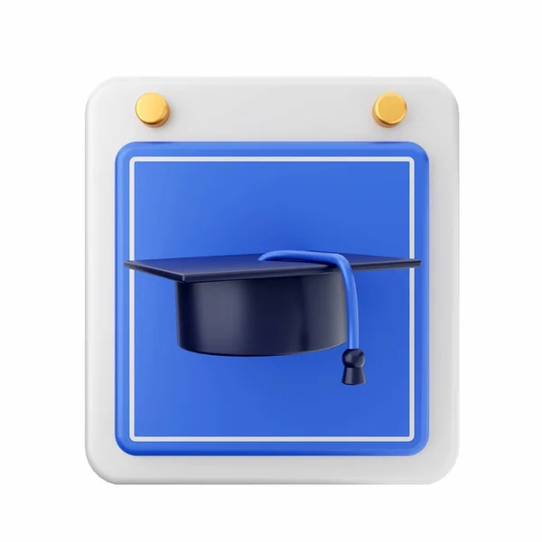 Rendering Graduation Cap Blue Flag Icon Shadow — Stock Photo, Image