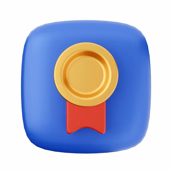 金メダルアイコンと青と赤のメダルの3 Dレンダリング — ストック写真