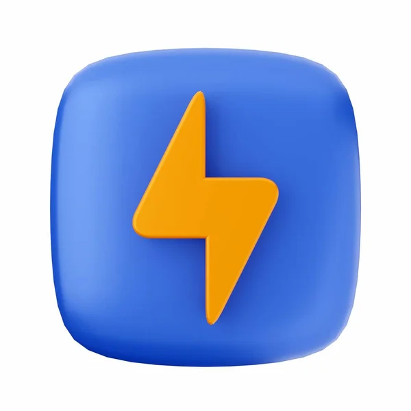 Изометрическая Векторная Кнопка Синим Символом Желтым Символом — стоковое фото