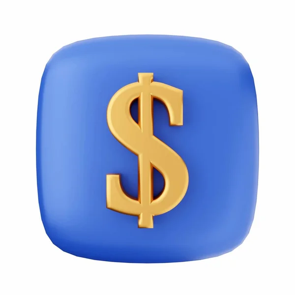 Dollarzeichen Blaues Hochglanzsymbol Auf Weißem Hintergrund — Stockfoto