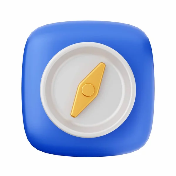 Rendering Blue Yellow Push Pin Icon Isolated White Background — Stock Photo, Image