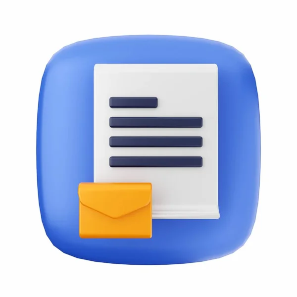 Renderização Envelope Mail Com Fundo Azul — Fotografia de Stock