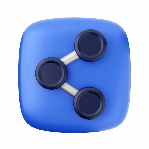 Illustration Blue Button Black Push Icon Isolated White Background — Stock Photo, Image