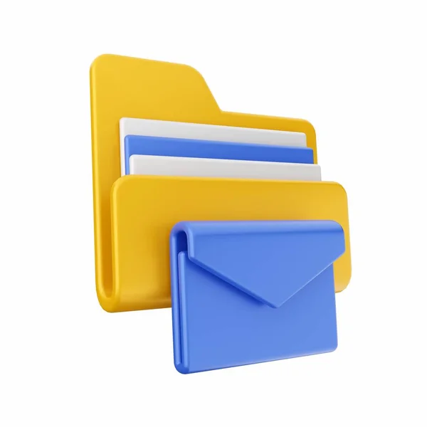 Renderização Envelope Azul Amarelo — Fotografia de Stock