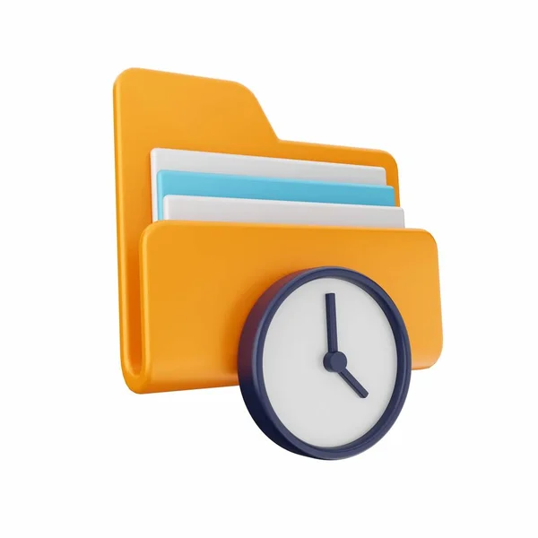 Render Ikon Folder Dengan Jam Alarm — Stok Foto