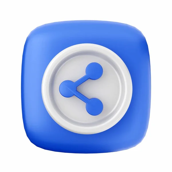Rendering Blue Button Isolated White Background Rendering Icon — Stock Photo, Image