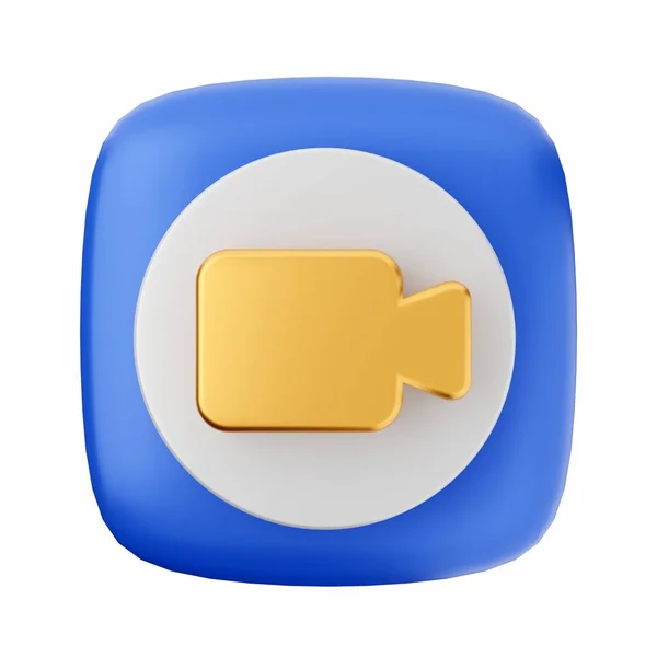 Render Blue Button Yellow Icon — Stock Photo, Image