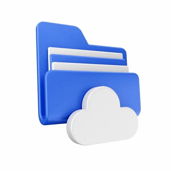 Återgivning Cloud Computing Koncept Med Blå Mapp Stockbild