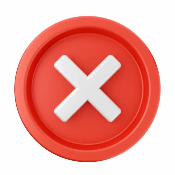 Botón Rojo Sin Símbolo Sobre Fondo Blanco Representación — Foto de Stock