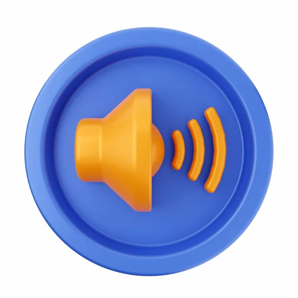 Dレンダリング青と白のサウンドボタン — ストック写真
