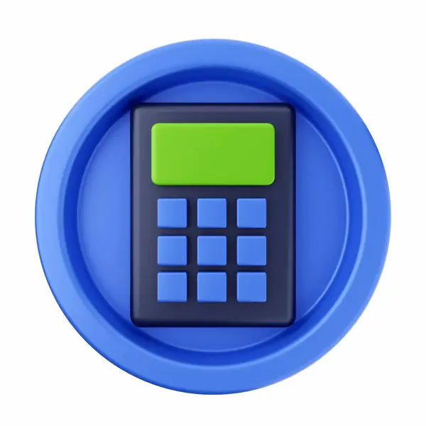 Renderização Calculadora Azul Com Fundo Branco — Fotografia de Stock