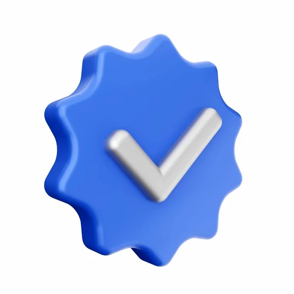 Niebieski Przycisk Znakiem Kontrolnym — Zdjęcie stockowe