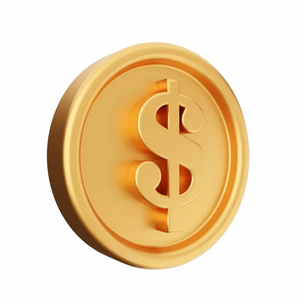 Renderowanie Złotej Monety Białym Tle Ilustracja Pieniądze Koncepcja Finansowa Biznes — Zdjęcie stockowe