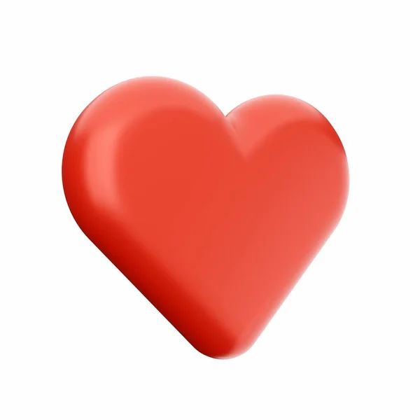 Renderizar Coração Vermelho Isolado Sobre Fundo Branco — Fotografia de Stock