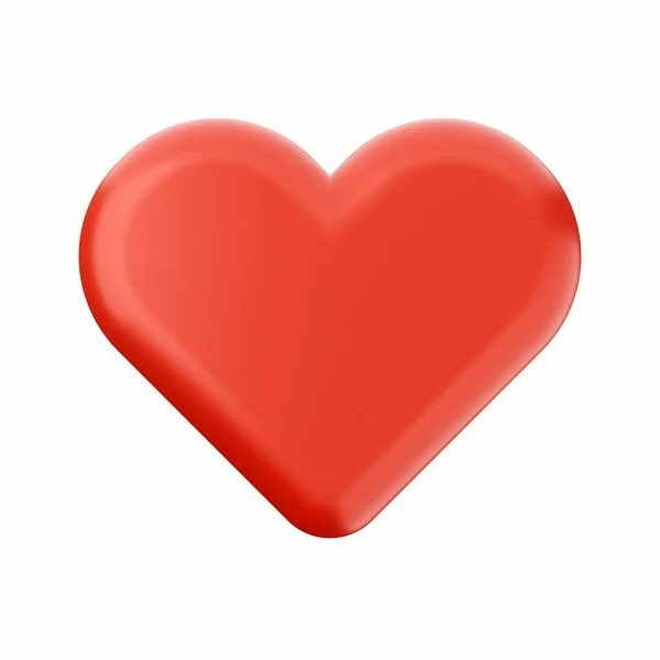 Κόκκινο Εικονίδιο Της Καρδιάς Λευκό Φόντο Απόδοση — Φωτογραφία Αρχείου