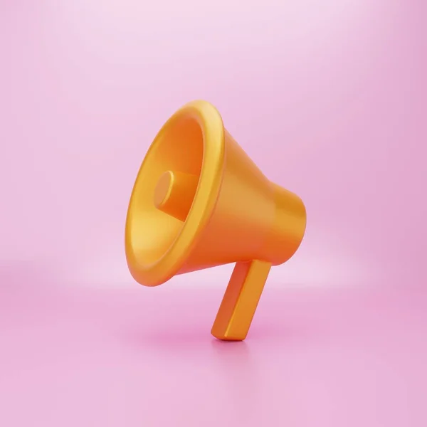 Różowy Megafon Różowym Tle Renderowania — Zdjęcie stockowe