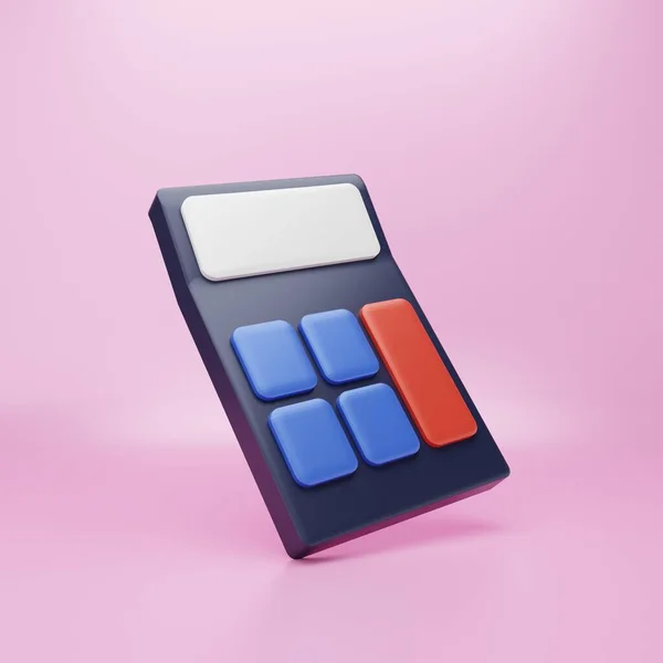 Renderowanie Kalkulatora Cieniem Różowym Tle — Zdjęcie stockowe