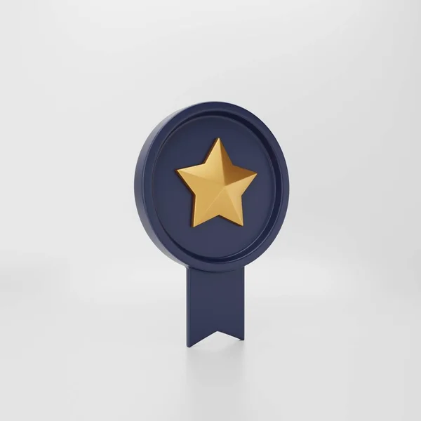 Rendu Médaille Avec Des Étoiles Isolées Sur Fond Blanc — Photo