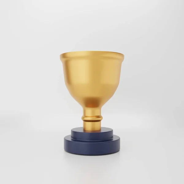 Taça Troféu Dourado Isolado Fundo Cinza Renderização — Fotografia de Stock