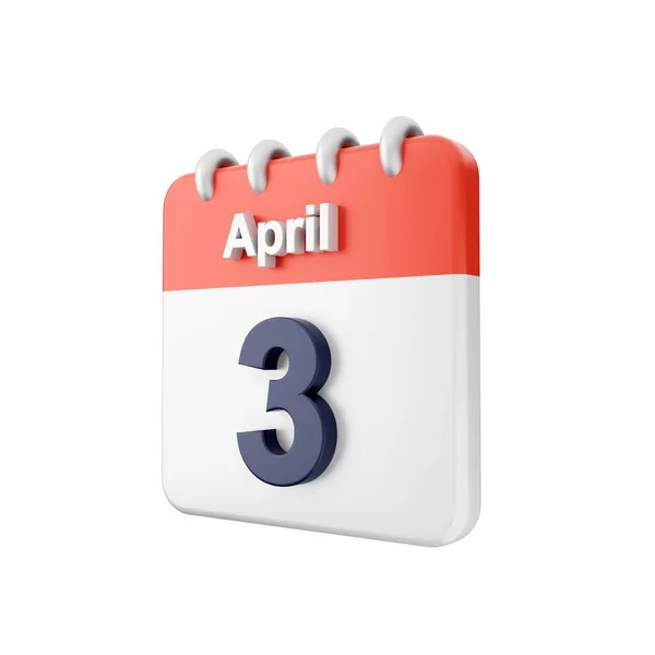 Calendário Renderização Abril — Fotografia de Stock