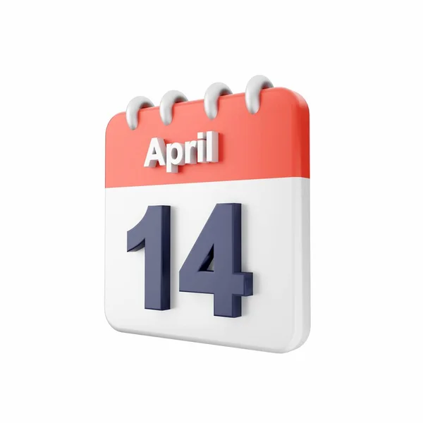 4月21日日历图标孤立在白色背景与阴影 3D渲染 — 图库照片