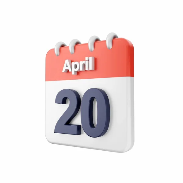 Calendario Sfondo Bianco Aprile Giorno Aprile — Foto Stock
