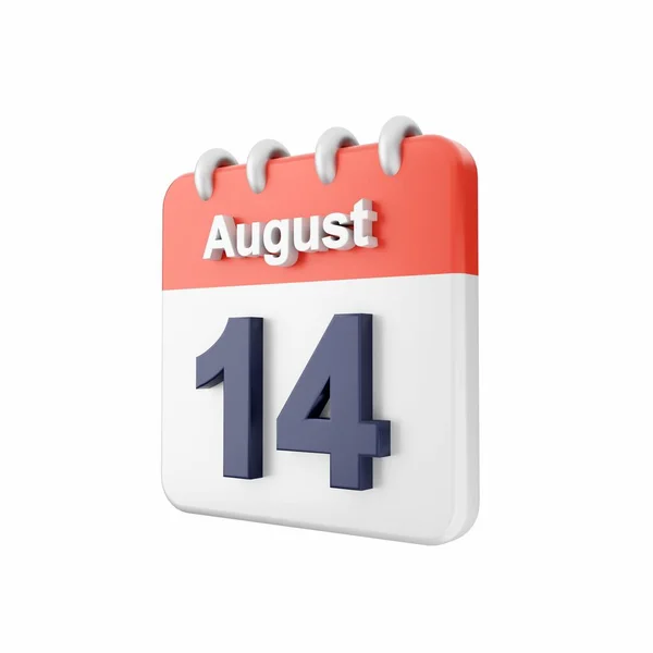 Απόδοση Του Αυγούστου Ημερολόγιο Απομονώνονται Λευκό Φόντο — Φωτογραφία Αρχείου