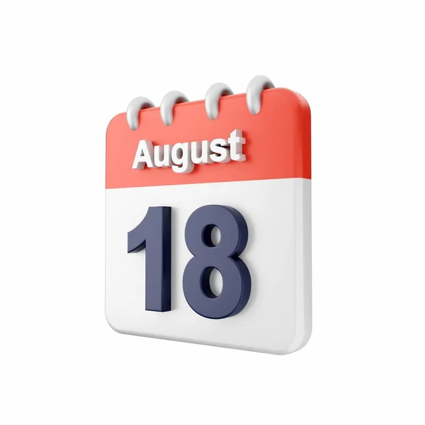 Calendario Con Fecha Agosto Aislado Sobre Fondo Blanco —  Fotos de Stock