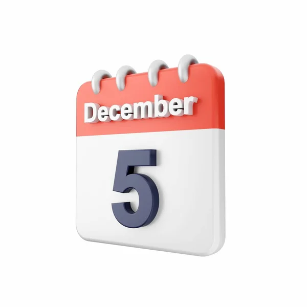 白地に12月3日のカレンダー 三レンダリング — ストック写真