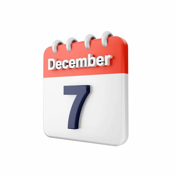 Prestação Calendário Com Data Nacional Dezembro Isolado Branco Renderização — Fotografia de Stock