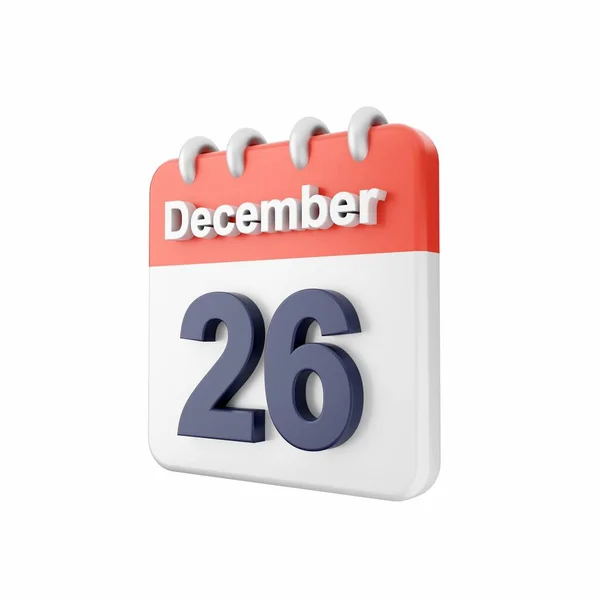 Rendering Del Calendario Con Data Dicembre Data Isolata Sfondo Bianco — Foto Stock