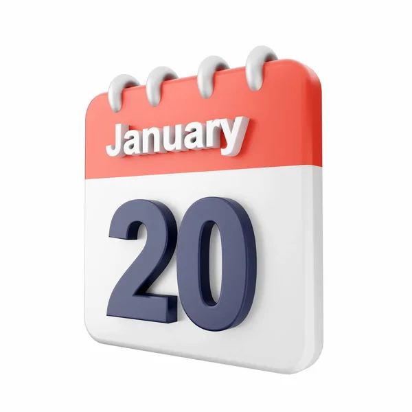 Enero Calendario Sobre Fondo Blanco — Foto de Stock