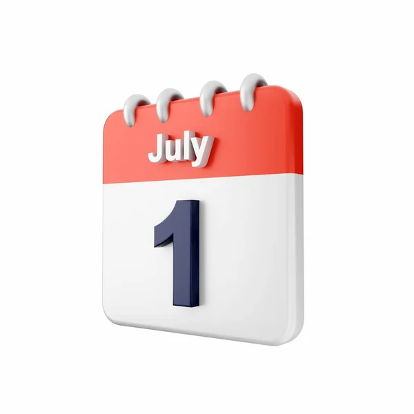 Darstellung Des Julikalenders Auf Weißem Hintergrund Darstellung — Stockfoto