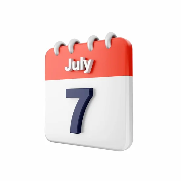 Kalender Med Vit Bakgrund Juli — Stockfoto
