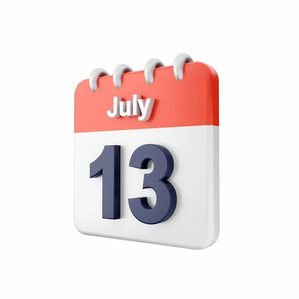 Kalender Vit Bakgrund Tolv Juli Dag — Stockfoto