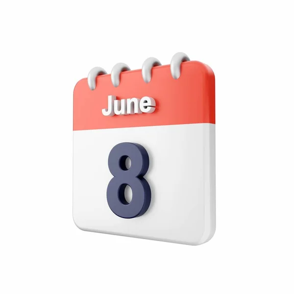 Rendering Calendar Date June Isolated White Background — Stock Photo, Image