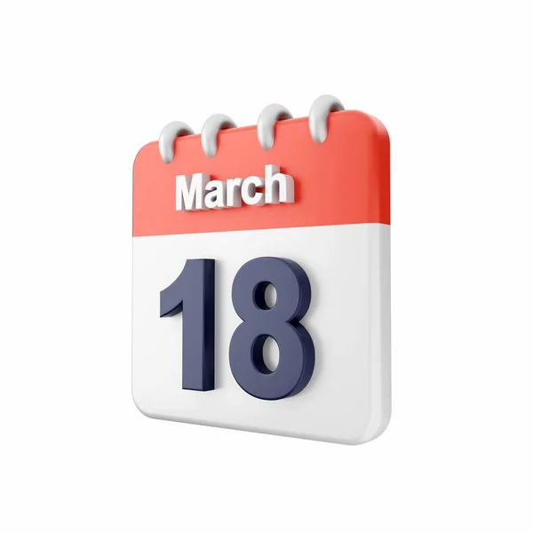March Date White Isolated Page Rendering — Stock Photo, Image