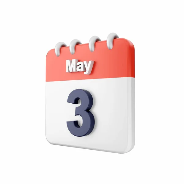 Rendering Mai Kalender Auf Weißem Hintergrund — Stockfoto