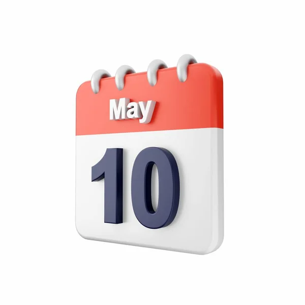 Mai Datum Auf Weißem Hintergrund Kalenderblatt Rendering — Stockfoto