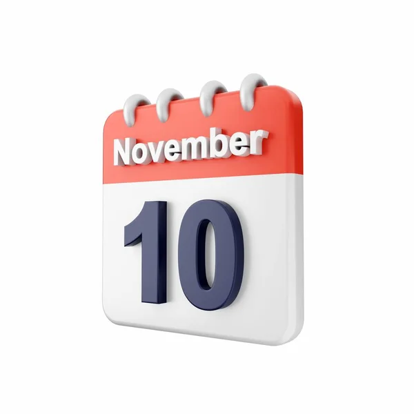 Νοεμβρίου Ημερομηνία Λευκό Ημερολόγιο Απόδοση — Φωτογραφία Αρχείου
