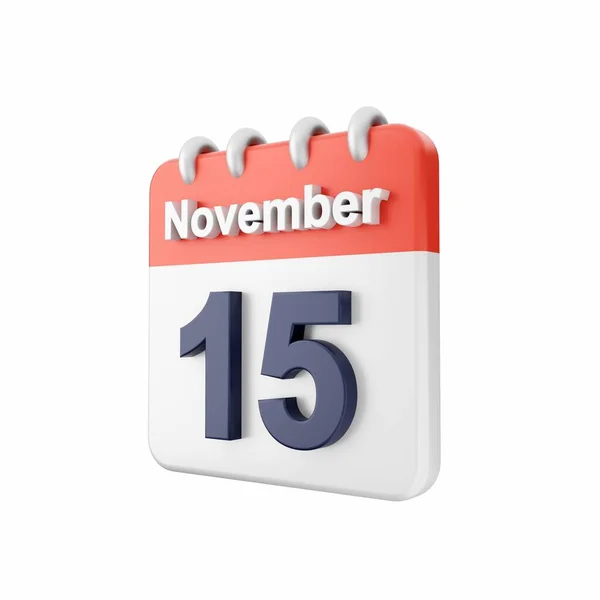 11月のレンダリング1 Th隔離された白い背景 カレンダーの日付 Dイラスト — ストック写真
